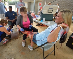 The University hosted an Emergency Training Drill. The purpose of the exercise is to give the university, city, and county officials an opportunity to rehearse their response plans in the event of an emergency. Photo by Robert Jordan/Ole Miss Communications