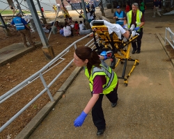 The University hosted an Emergency Training Drill. The purpose of the exercise is to give the university, city, and county officials an opportunity to rehearse their response plans in the event of an emergency. Photo by Robert Jordan/Ole Miss Communications