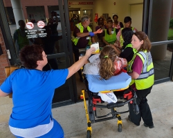 The University hosted an Emergency Training Drill. The purpose of the exercise is to give the university, city, and county officials an opportunity to rehearse their response plans in the event of an emergency. Photo by Robert Jordan/Ole Miss Communications