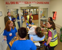 The University hosted an Emergency Training Drill. The purpose of the exercise is to give the university, city, and county officials an opportunity to rehearse their response plans in the event of an emergency. Photo by Robert Jordan/Ole Miss Communications
