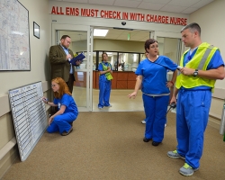 The University hosted an Emergency Training Drill. The purpose of the exercise is to give the university, city, and county officials an opportunity to rehearse their response plans in the event of an emergency. Photo by Robert Jordan/Ole Miss Communications