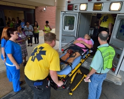The University hosted an Emergency Training Drill. The purpose of the exercise is to give the university, city, and county officials an opportunity to rehearse their response plans in the event of an emergency. Photo by Robert Jordan/Ole Miss Communications