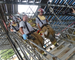 The University hosted an Emergency Training Drill.  The purpose for the exercise is to give the university, city, and county officials an opportunity to rehearse their response plans in the event of an emergency.  Photo by Kevin Bain/Ole Miss Communications