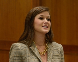 Mollie Mellon, a graduate student in accountancy at the University of Mississippi, was the overall winner in this year\'s Speaker\'s Edge competition. Photo by Kevin Bain/Ole Miss Communications