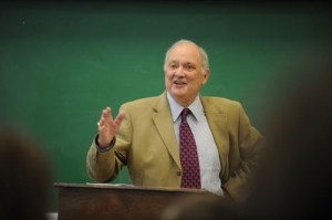 Comer speaks at the dedication of Comer Auditorium