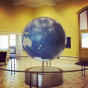 The globe at Bryant Hall, which is 6 feet in diameter, moves with the rotation of the Earth. 