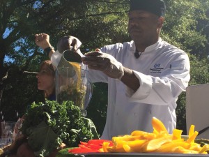 Blue Cross Blue Shield Executive Chef Labron Alexander and registered dietician Brittany Simmons offered a healthy cooking demonstration for students on Thursday. 