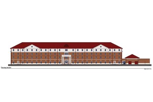 Artist rendering of residence hall currently under construction located on Northgate Drive between Crosby Hall and Northgate Apartments.