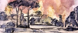 A surprising synchronicity often emerges as the sketches combine with the background colors.