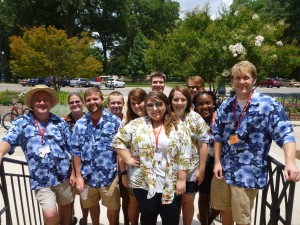 Jim Chambers (left) with student workers at an engineering camp at the University of Mississippi.
