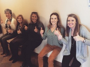 Thumbs up for wall sits, the HR team’s week 3 fitness challenge