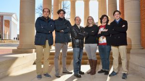 Members of the UM LIGO Team include (from left) Mohammad Afrough, graduate student; Camillo Cocchieri, visiting scholar; Marco Cavaglia associate professor of of physics and astronomy; Katherine Dooley, assistant professor of physics and astronomy; and Jared Wofford and Hunter Gabbard, both undergraduate research assistants. Photo by Robert Jordan/Ole Miss Communications