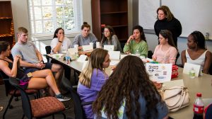 Leslie Westbrook instructs students at the UM Meek School of Journalism and New Media. UM photo by Bill Dabney