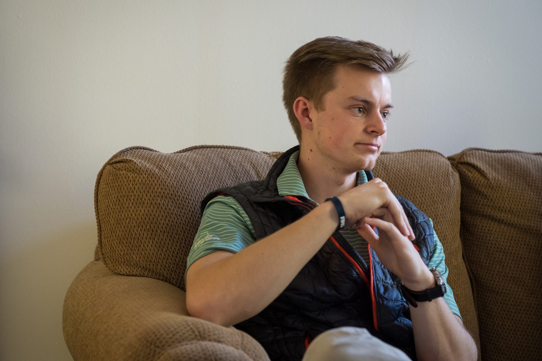 Sam Peeler, who used to begin every day at 10 a.m. by drinking and taking Xanax, eventually wound up in prison. He is sober and working on his degree at the University of Mississippi, thanks to the support network of the university's Collegiate Recovery Community. Photo by Megan Wolfe/Ole Miss Digital Imaging Services