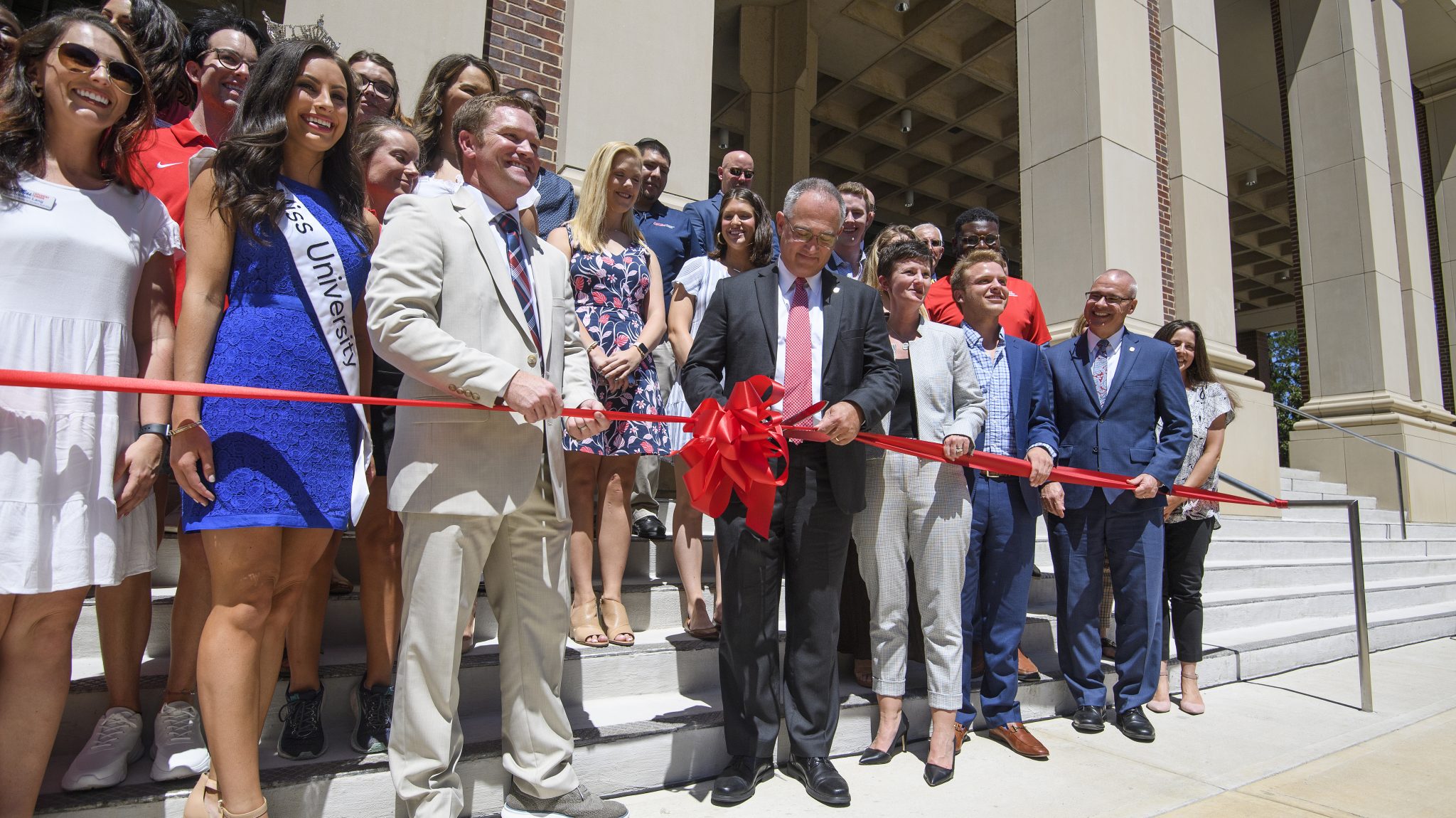 University of Mississippi officials cut the ribbon on the expanded and renovated Ole Miss Student Union on Thursday, Aug. 29, 2019. Photo by Thomas Graning/Ole Miss Digital Imaging Services