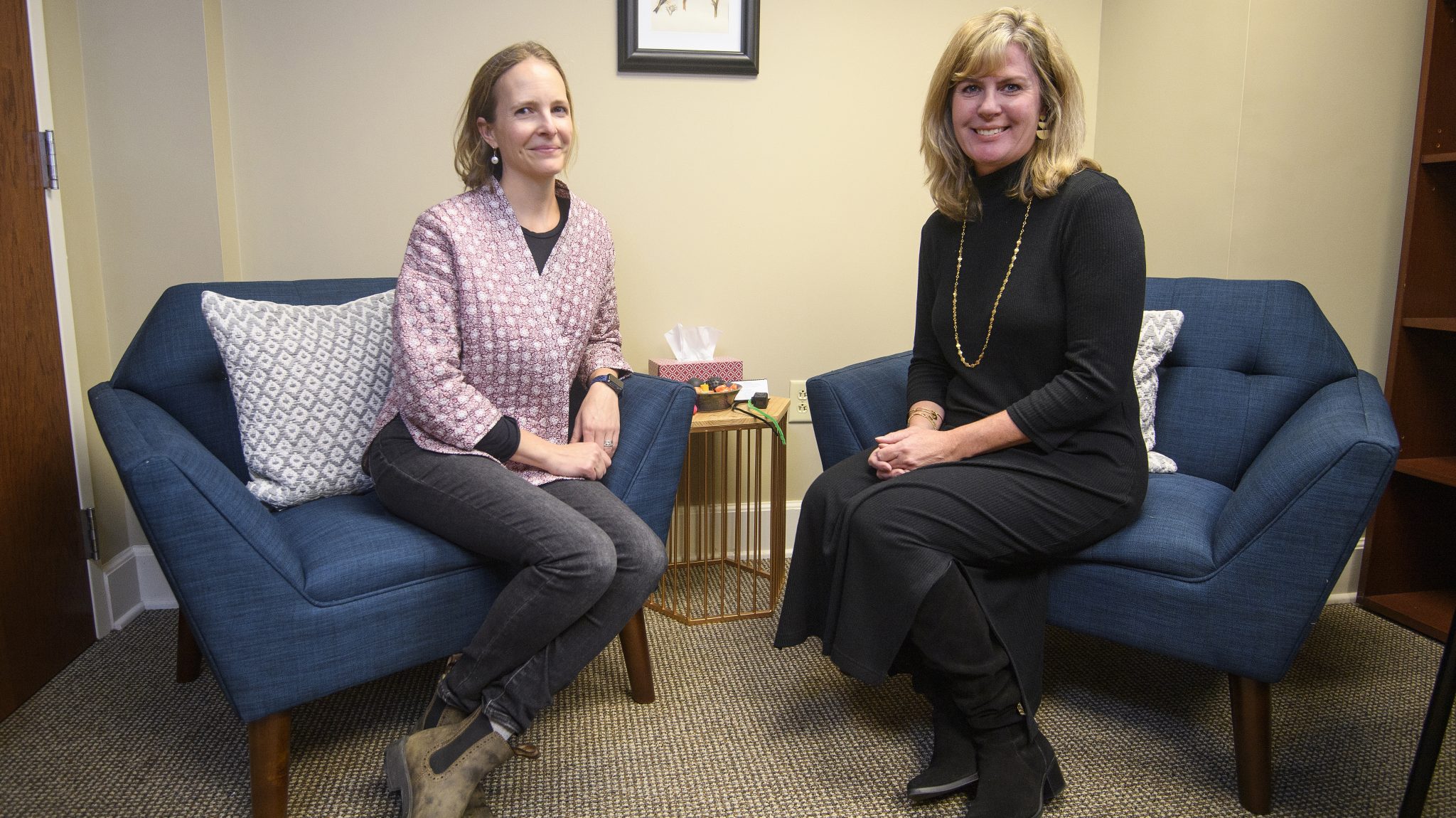 Kate Forster, director of advocacy with UMatter: Student Support and Advocacy, (left) and Shelli Poole, with the Violence Prevention Program, spoke to Inside Ole Miss regarding how UMatter serves the Ole Miss community through support and advance resources. Photo by Thomas Graning/Ole Miss Digital Imaging Services
