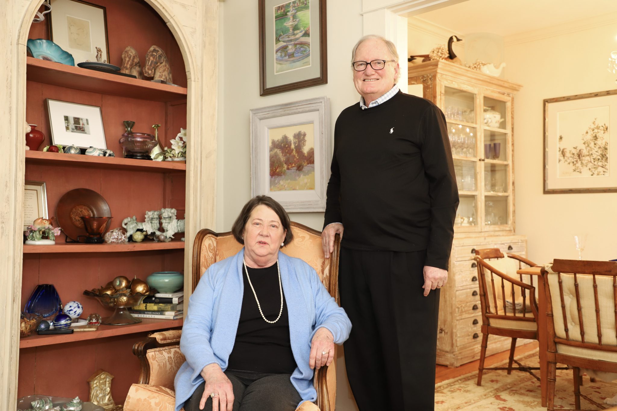 Melody and John Maxey of Oxford, Mississippi, have given a prized watercolor by artist Dean Mitchell to the University of Mississippi Museum and Historic Houses. The piece, “Signs of the Times, will be featured this month in the museum’s pop-up space. The University Museum is open to the public 10 a.m. until 6 p.m., Tuesday through Saturday. Photo by Kirsten Faulkner/University of Mississippi&nbsp;